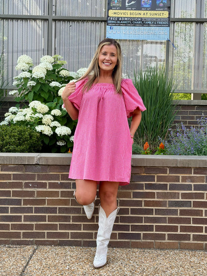 Strawberry Picnic Gingham Dress