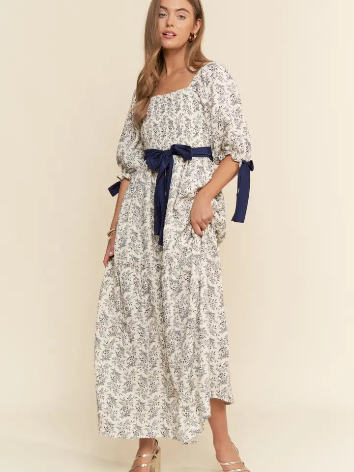 Floral Print Smocked Maxi Dress