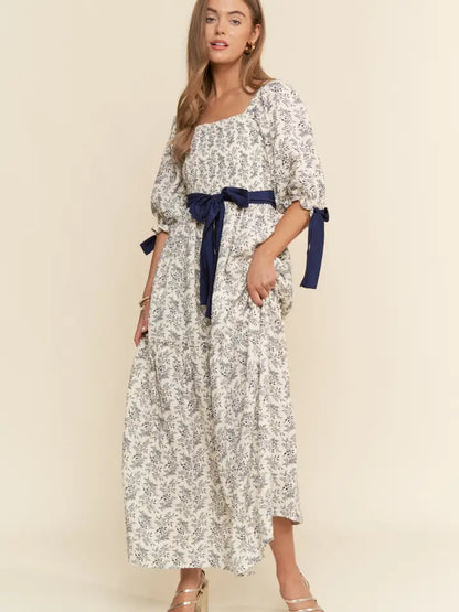 Floral Print Smocked Maxi Dress