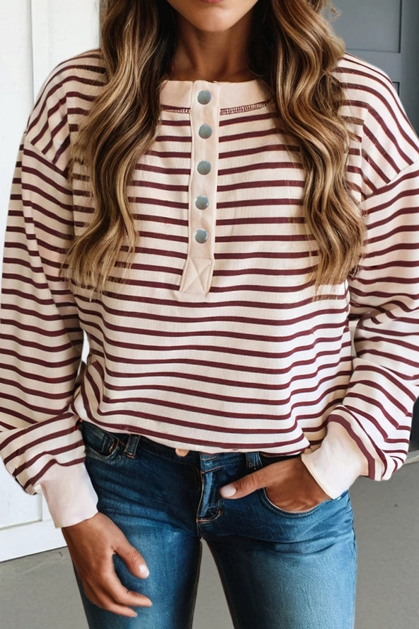 Striped Henley Long Sleeve