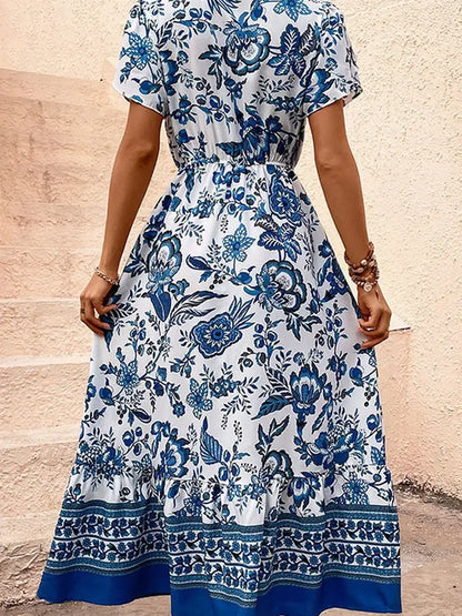 V-Neck Short Sleeve Maxi