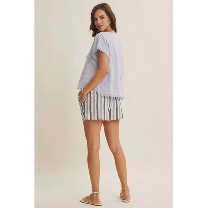 Lace Wanderlust Relaxed Button-Down Blouse with Dolman Slvs