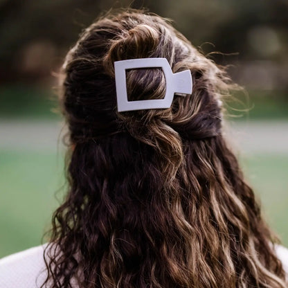 Square Flat Hair Clip | Small | Silver Flames