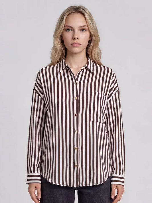 The Latte Date Striped Blouse