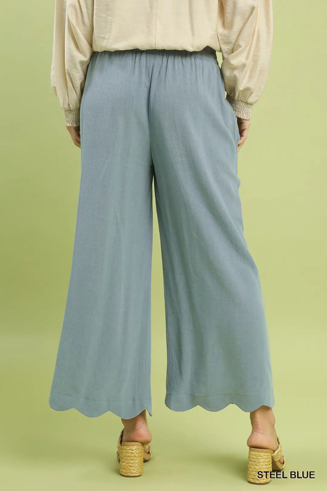 Seabreeze Scallop Linen Pants