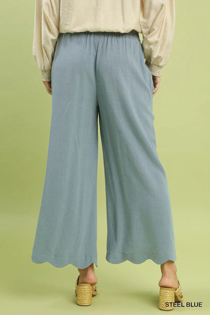 Seabreeze Scallop Linen Pants