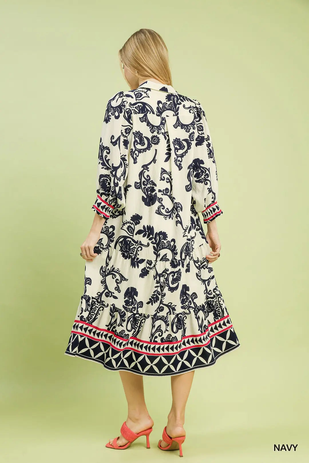 Navy Breeze Tiered Midi Dress