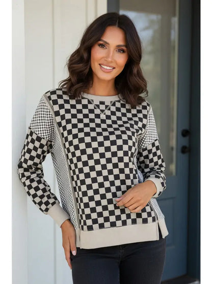 Checkered High Low Top