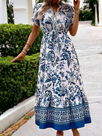 Blue Floral Pocket Dress