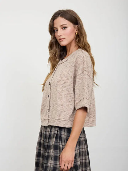 Button Down Raw Edge Top