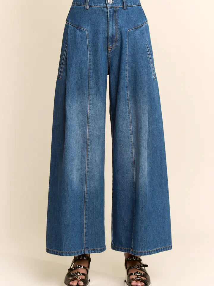 High Waisted Wide Leg Denim Pants