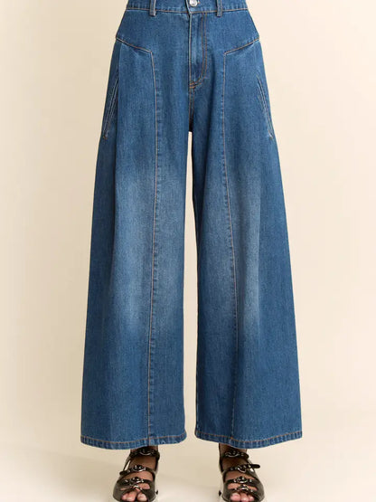 High Waisted Wide Leg Denim Pants