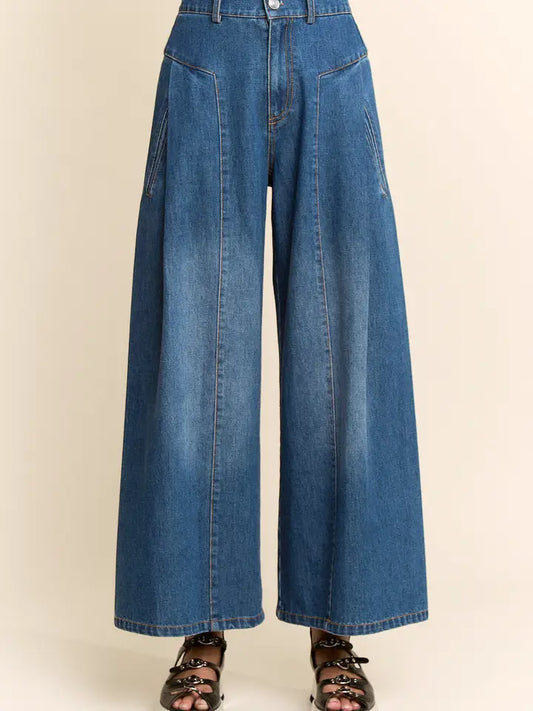 High Waisted Wide Leg Denim Pants
