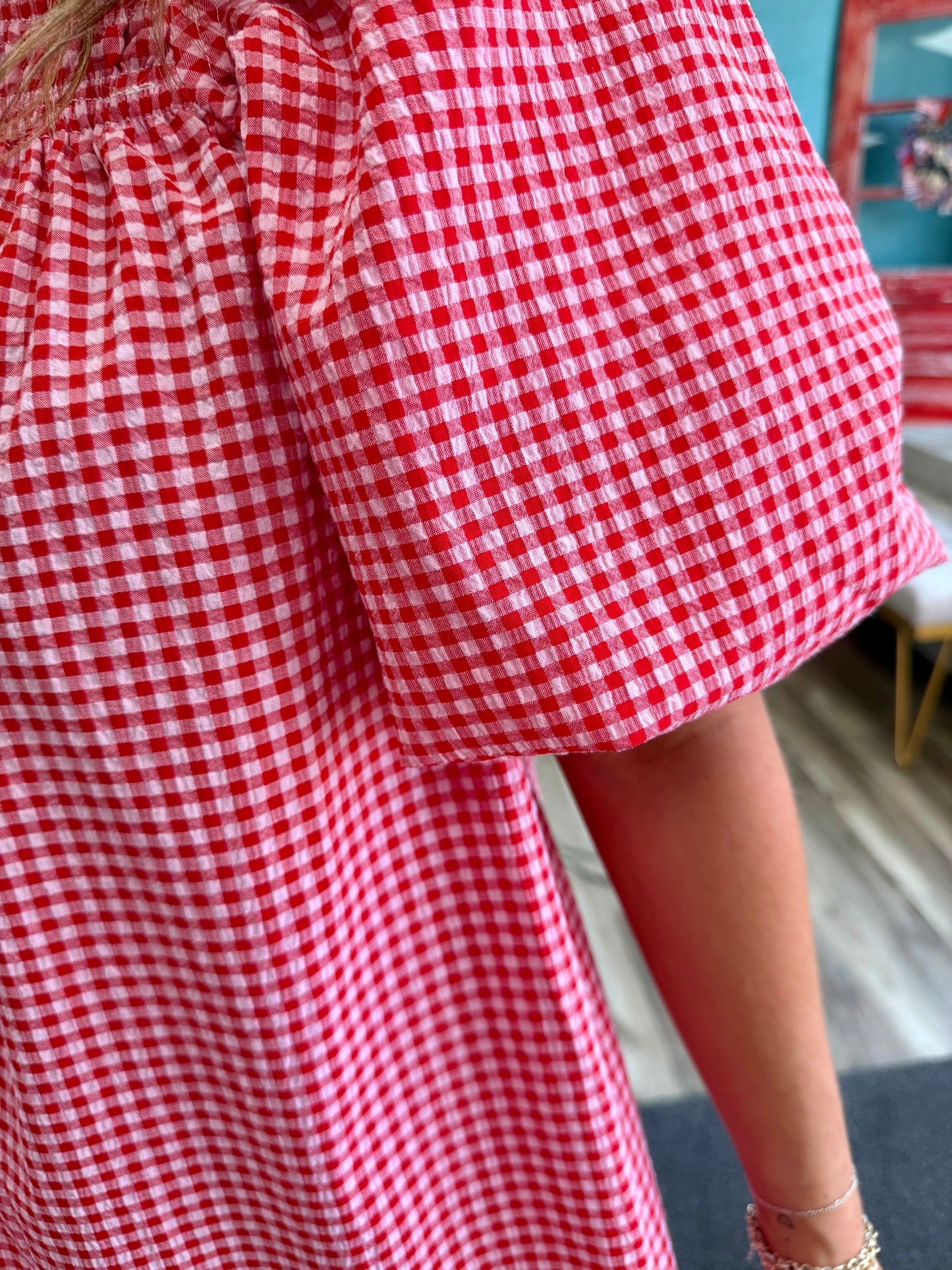 Strawberry Picnic Gingham Dress