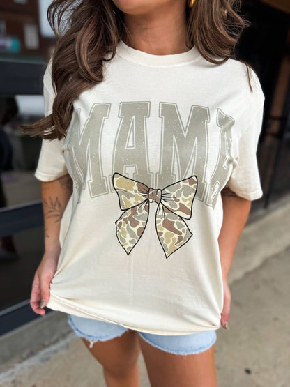 "birdie" Mama Camo Bow Tee