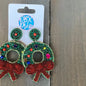 Christmas Wreath Beaded Earrings