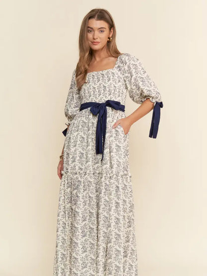 Floral Print Smocked Maxi Dress