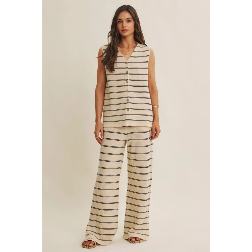 Navy Striped Linen Set