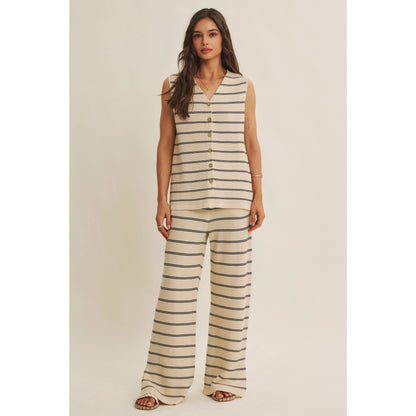 Navy Striped Linen Set