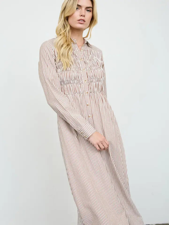 Sunday Stroll Striped Shirt Dress