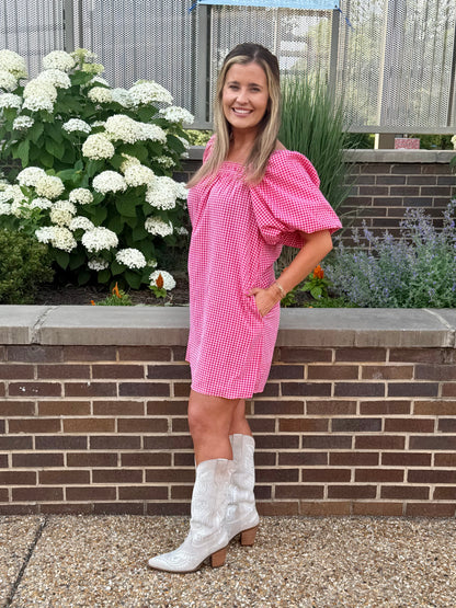 Strawberry Picnic Gingham Dress