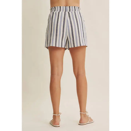 Nautical Stripe Elastic Waistband Pull-On Cotton Shorts