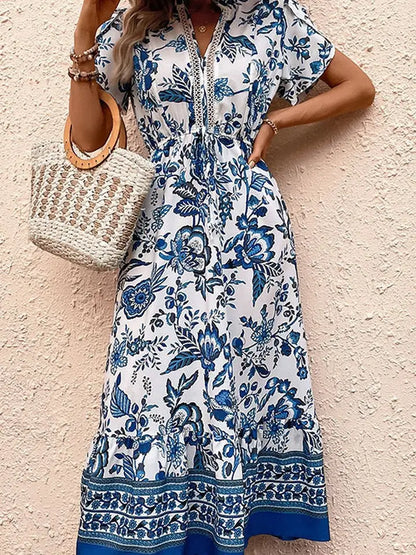 V-Neck Short Sleeve Maxi