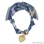 Scarf Necklace Navy Heart & Bow