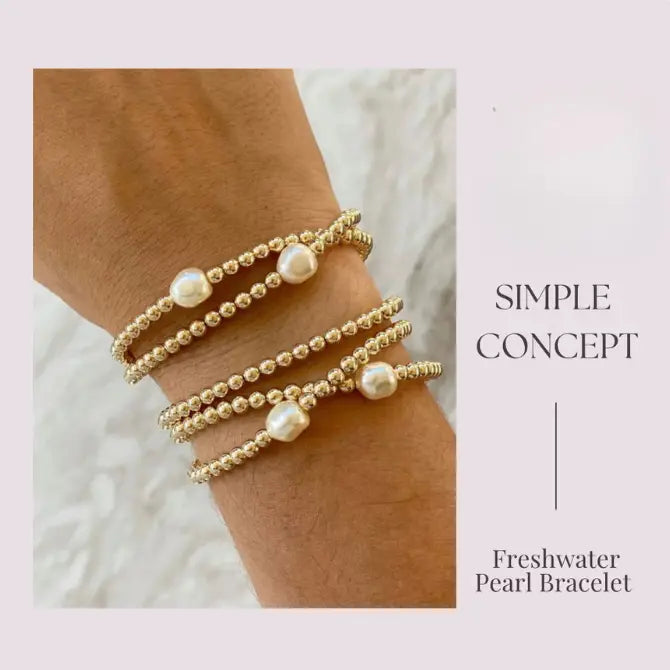 Pearl & Gold Bead 18K Gld Plated