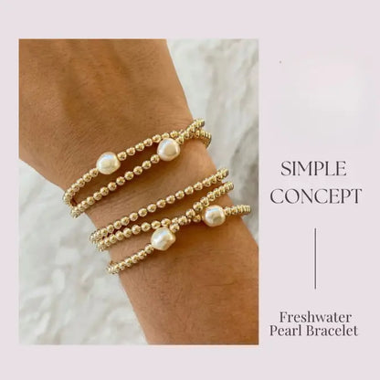 Pearl & Gold Bead 18K Gld Plated