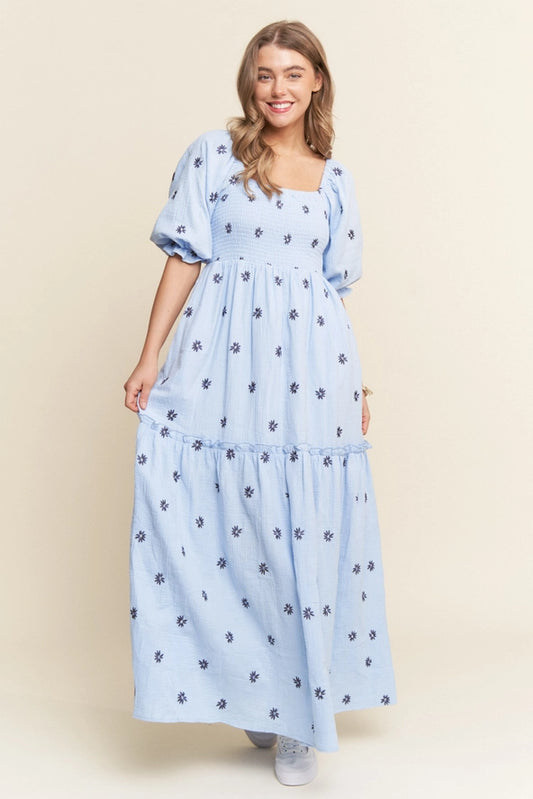 Flower Embroidered Maxi Dress