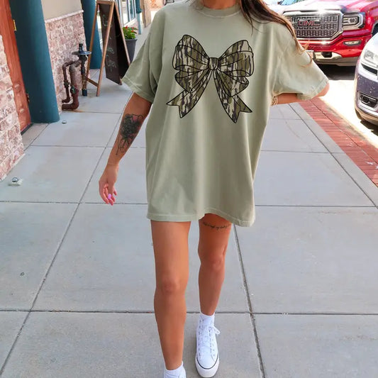 Pretty Bow Camo bottomland Tee