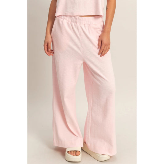 Elastic Waist Wide-Leg Pants
