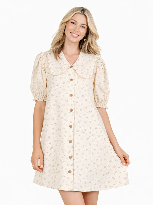 Floral Denim Button Down Dress