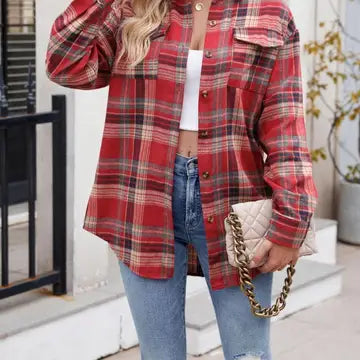 Loose Plaid Pocket Shirt