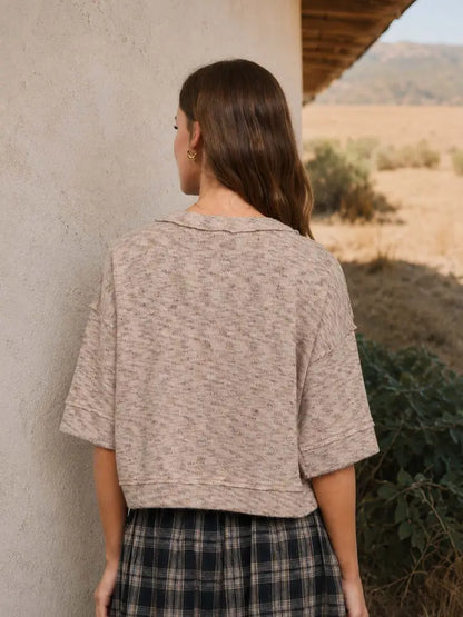 Button Down Raw Edge Top