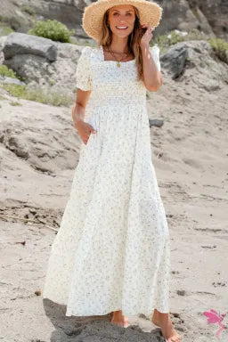 White Floral Maxi Dress