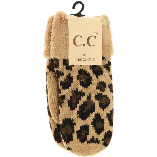 Kids Leopard Print Cc Mittens