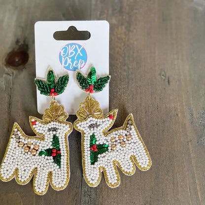 Christmas Reindeer Beaded Earrings