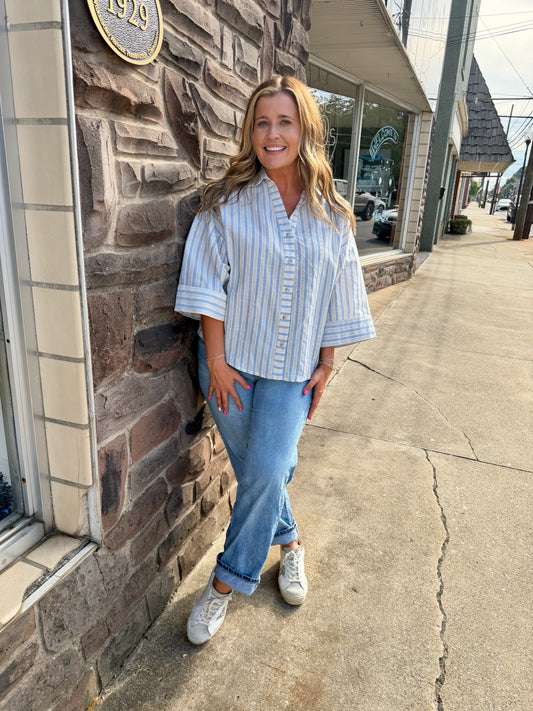 Ocean Blue Button Down Shirt