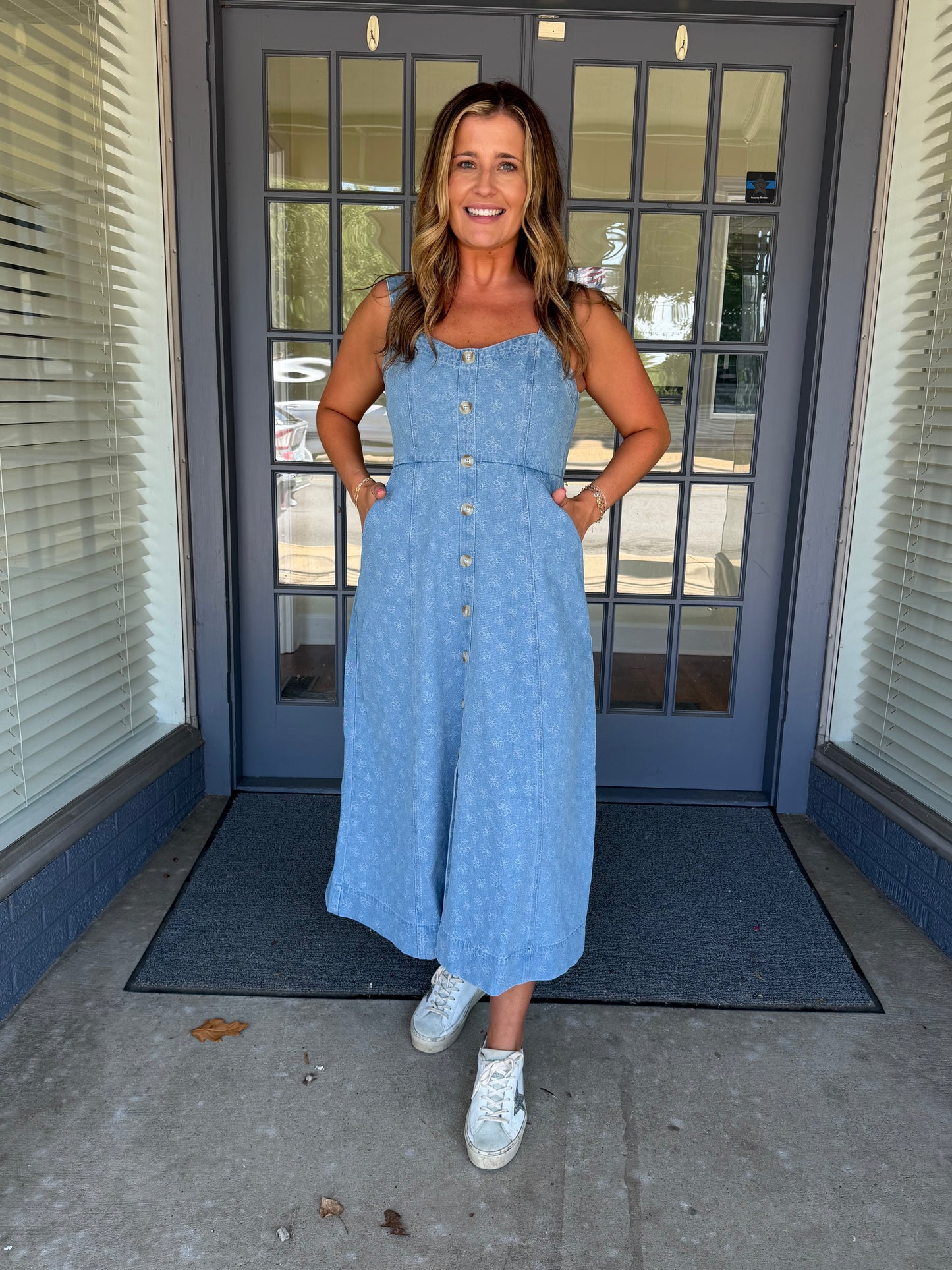 Floral Denim Midi Dress