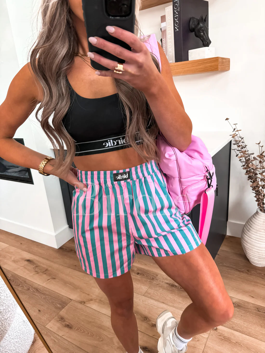 Pink % Green Strip Boxer Short