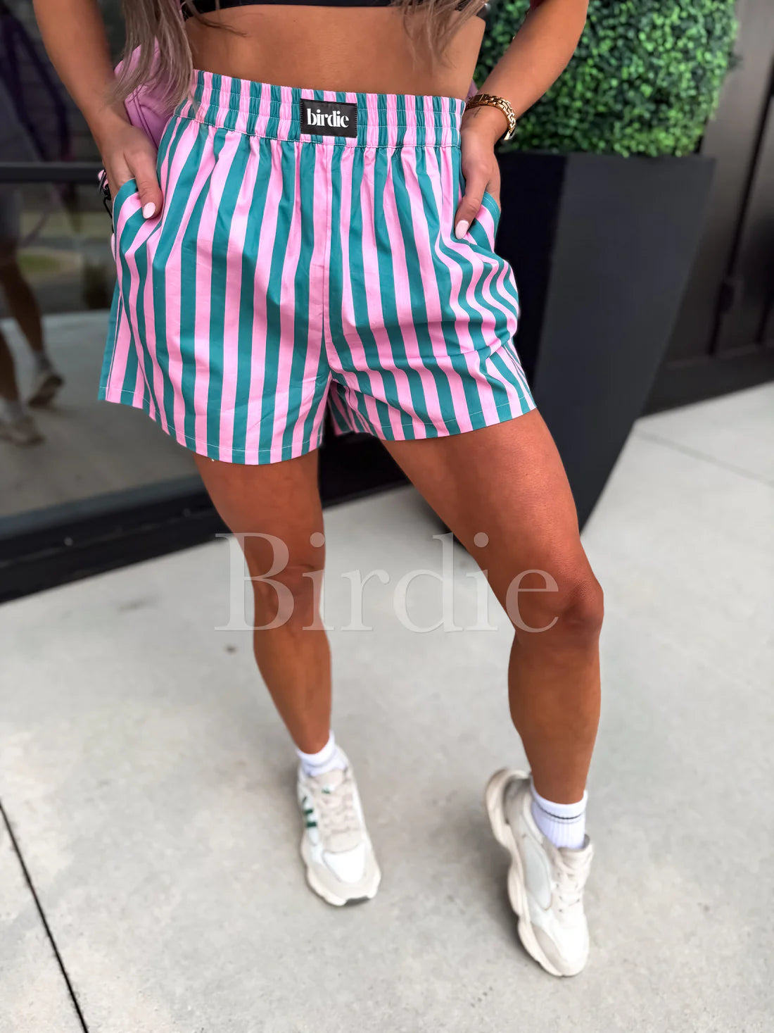 Pink % Green Strip Boxer Short