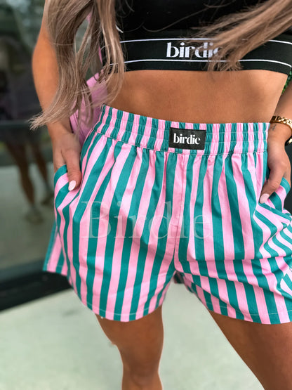 Pink % Green Strip Boxer Short
