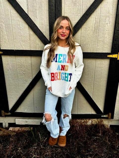 Merry and Bright Quilted Sweatshirt