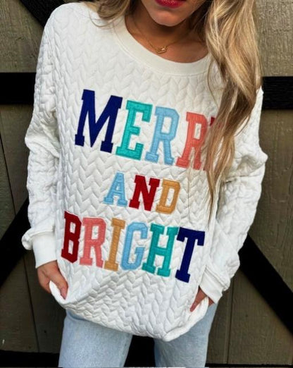 Merry and Bright Quilted Sweatshirt