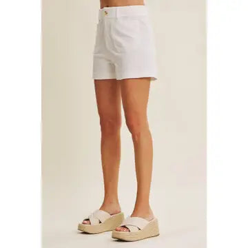 Classy White Linen Shorts
