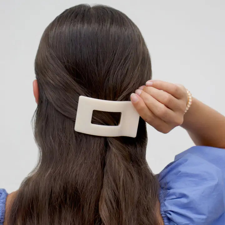 Flat Rectangle Hair Clip | Small | Almond Beige