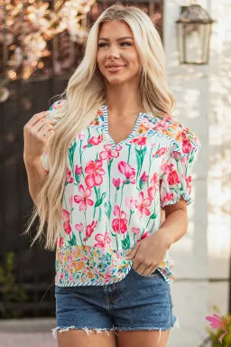 Floral Short Sleeve Blouse