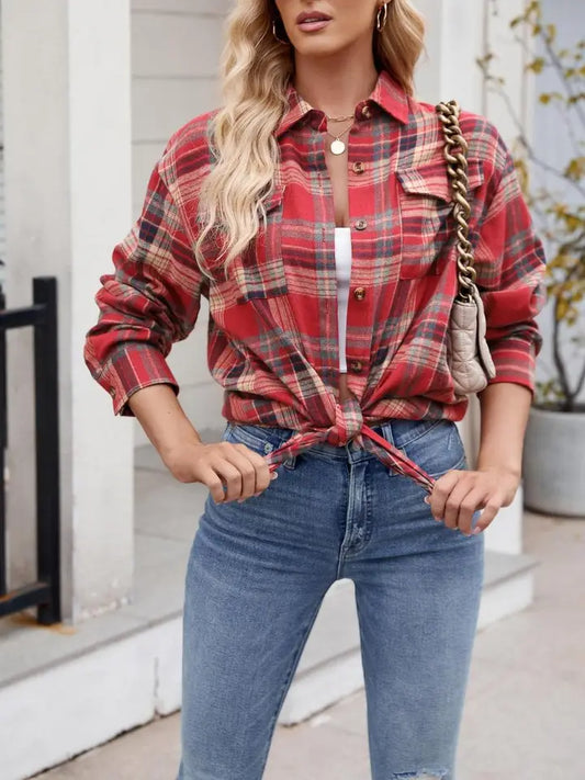 Loose Plaid Pocket Shirt